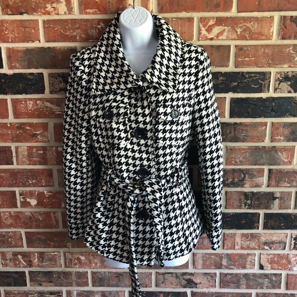 Last Kiss Women's Large Herringbone Car Coat